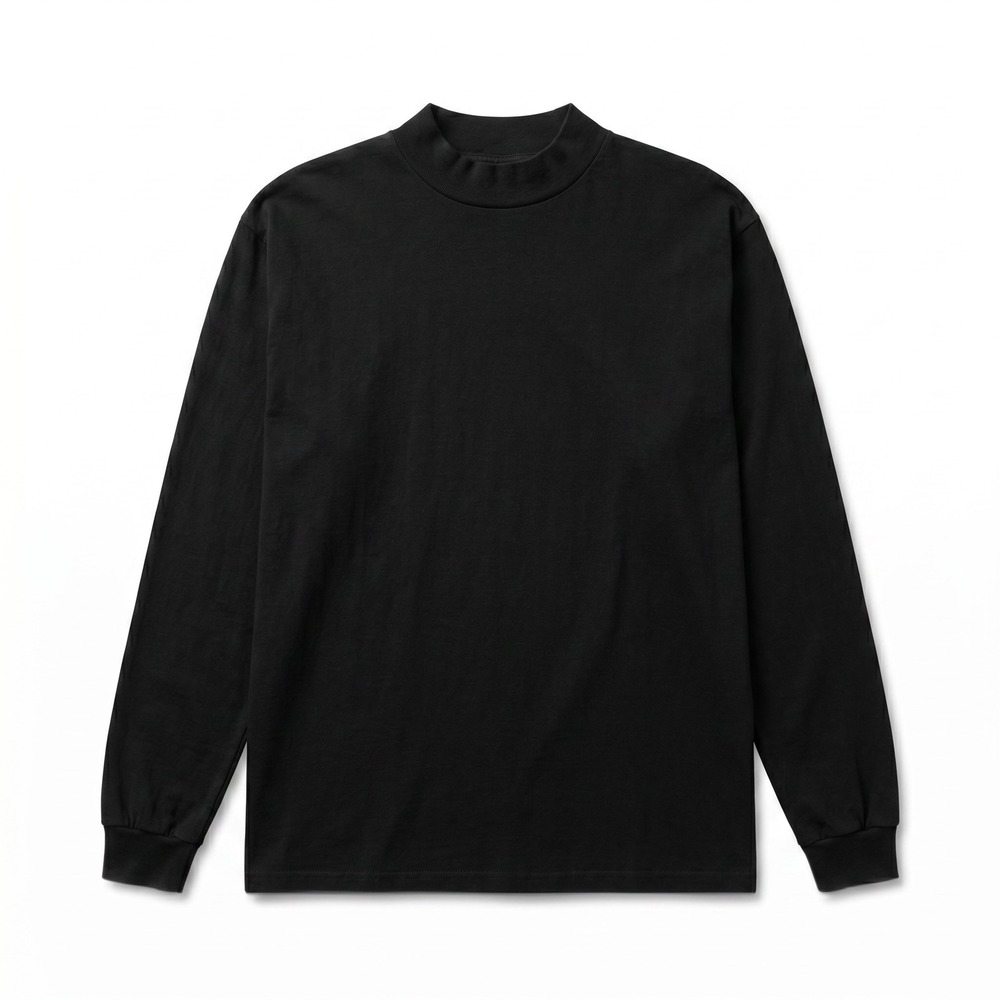 Vintage Cal Cru Mock Neck Long Sleeve Shirt Mens XL Black Excellent Made in USA - Picture 2 of 6